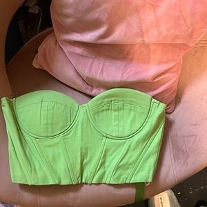 Green corset crop top